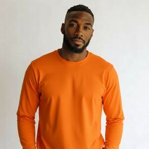 Athletic Works Men's Bright Orange Long Sleeve Tee